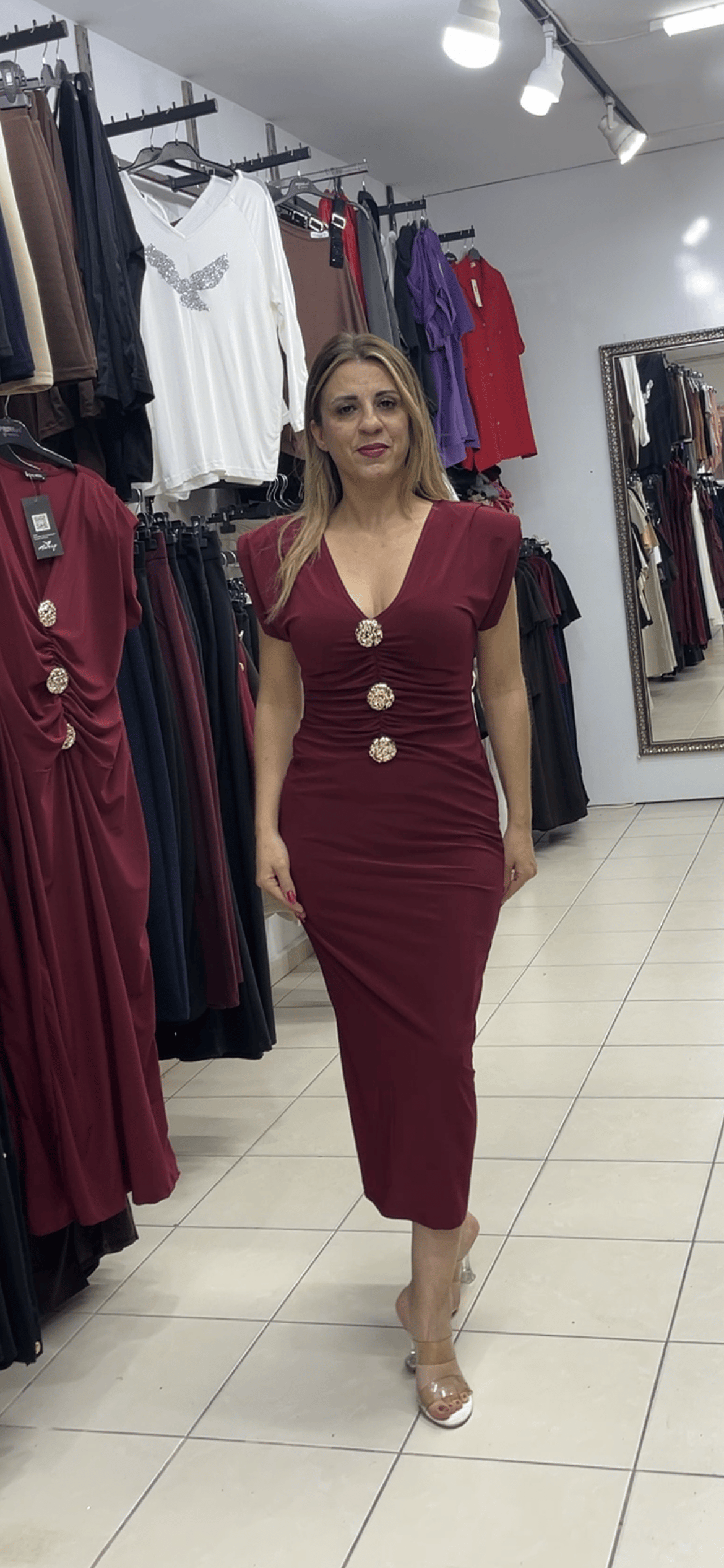 Sandy gold tokalı elbise
